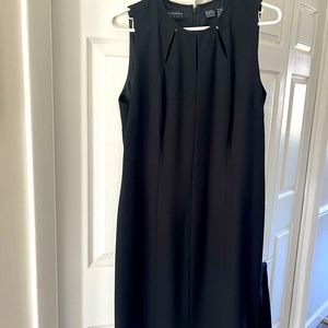 Liz Claiborne lined black dress size 12  3 slits at neckline